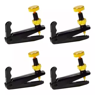 Micro Afinador Para Viola 4/4 Fixo Preto/dourado Kit 4 Pçs