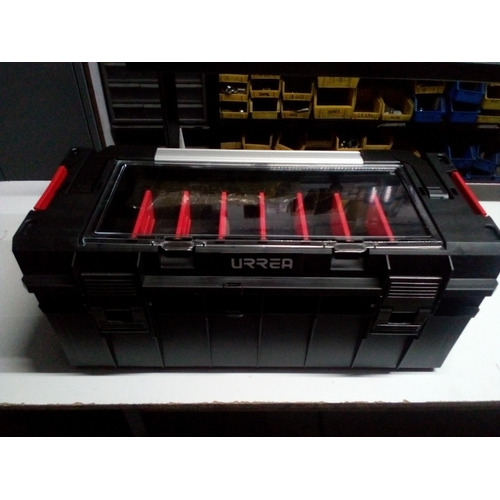 Caja Portaherramientas Plástica Organizador 21x10x9 Urrea Color Negro con rojo