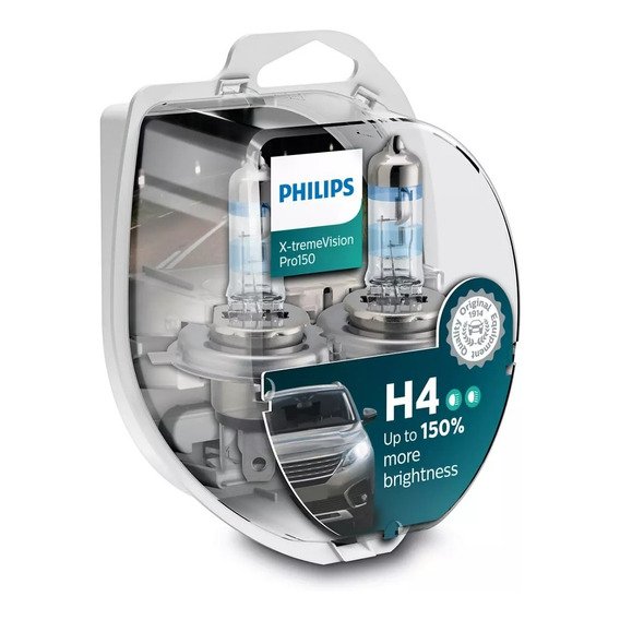 2x Ampolleta H4 60/55w 150% +brillo Xtremevision Pro Philips
