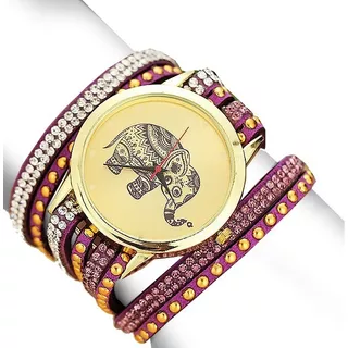 Reloj Pulsera Elefante Dije Mujer Moda Dama Brazalete A400