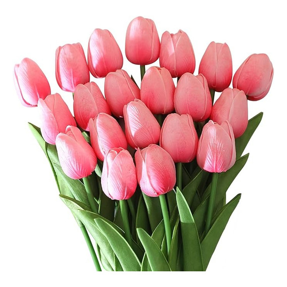 Flores De Tulipán Artificiales Para Decoración 30 Pack Rosa