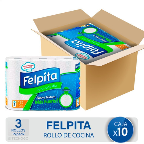 Caja Rollo De Cocina Felpita Doble Hoja Mas Fuerte Pack