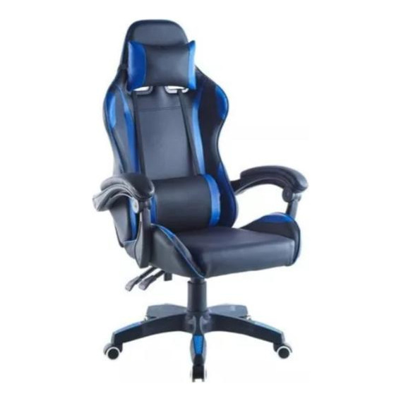 Silla Gamer Tedge Ergonomica Reclinable Negra Con Azul