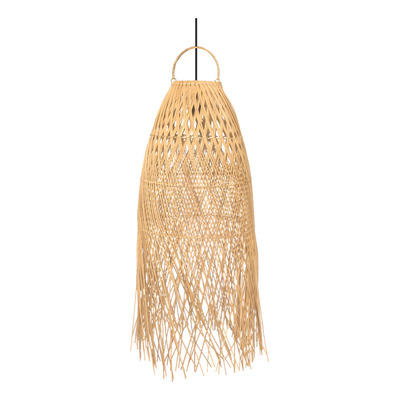 Colgante Deco Moderno De Ratan 39x90 Natural Apto Led E27  Natural/cable Negro