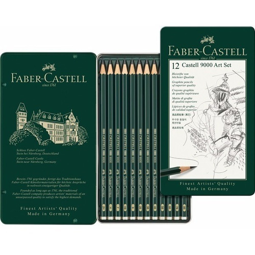 Lapiz De Grafito Negro Faber Castell 9000 Art Set X 12 Unid