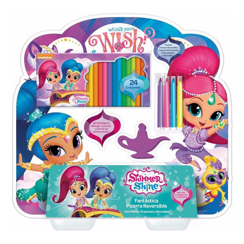 Shimmer & Shine Pizarra 2 Lados C/ Fibras Y Crayones  Kreker