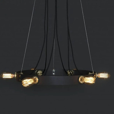 Colgante Industrial Crono 6 Luces Ø60cm Negro Negro