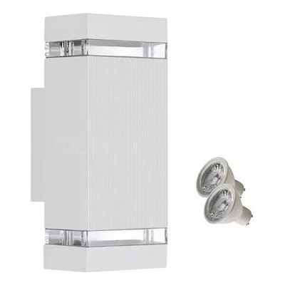 Bidireccional Aluminio Blanco 2 Led Gu10 Exterior Frentes