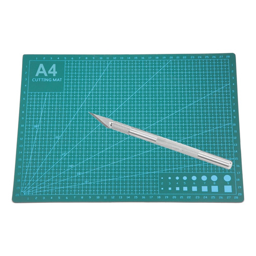 Base Tabla Tablero Para Corte A4 30x22 Cm + Cutter Bisturí Color Verde