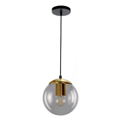 Colgante 3 Luces Globo 15cm Vidrio Transparente Dorado