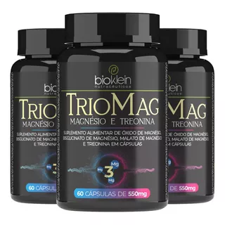 3 Triomag Com 3 Magnésios Cloreto+ Quelato+ Malato+ Treonina Sabor Sem Sabor