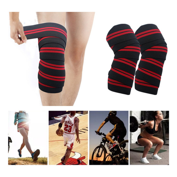 1 Par Vendas Para Rodilla Knee Wraps Elastica Rodilleras Gym