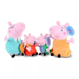 Kit 4 Bonecos Pelúcia Lindo Família Peppa Pig Original