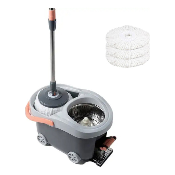 Smart Tech  LV-A01 balde y mopa centrifuga con pedal y 4 mopas color gris