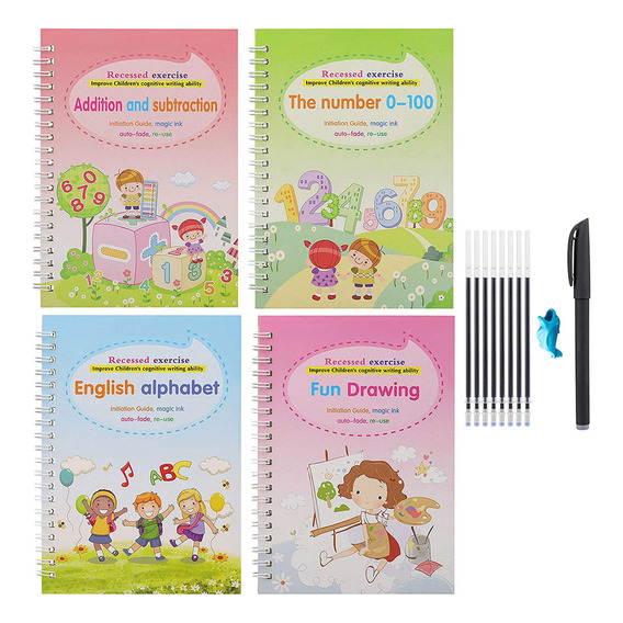 Set Cuadernos Mágicos. Caligrafía Para Niños. Reutilizable