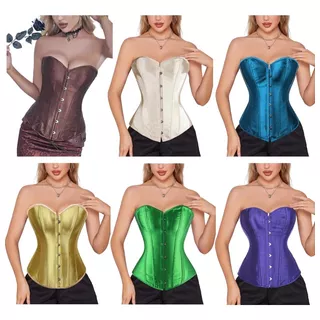 Corset Corselet Cinta Acetinado Modela Cintura Cores A M747