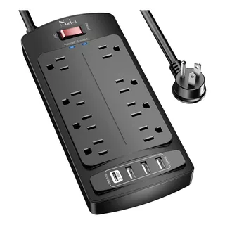 Regleta Protectora Multitomas De 8 Salidas, 3 Usb Y 1 Tipo C