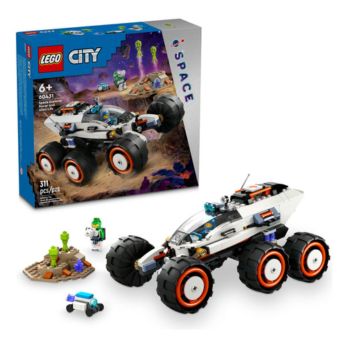 LEGO® City Róver Explorador Espacial y Vida Extraterrestre set de construcción con nave espacial de juguete, laboratorio, escena de asteroide, 2 minifiguras y 1 figura de un extraterrestre 60431