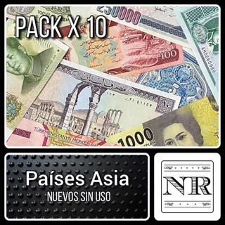 Pack X 10 Billetes Extranjeros - Países Asia 