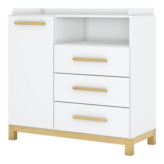 Cómoda Cajonera 3 Cajones 1 Puerta Guardarropa Dormitorio Color Blanco