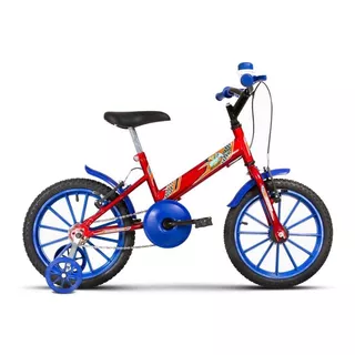 Bicicleta Infantil Aro 16 3 4 5 6 7 8 Anos Com Rodinha Kids Cor Vermelho - Azul