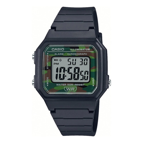 Reloj Casio W-217h-3b Sumergible 50m Negro Y Camuflado