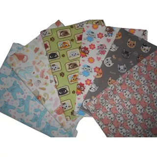 Tecido Estampado Gatos Tricoline - Kit 6 Peças 50x70cm Ca6x