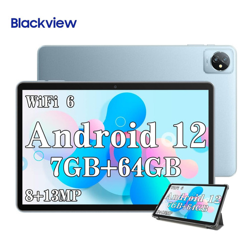 Tablet Blackview Tab 8 WiFi 10.1" 64GB azul y 7GB de memoria RAM Tablets Android 12 6580mAh 13MP 8MP Camara Daul WIFI 6 Bluetooth 5.0 Con Funda tableta