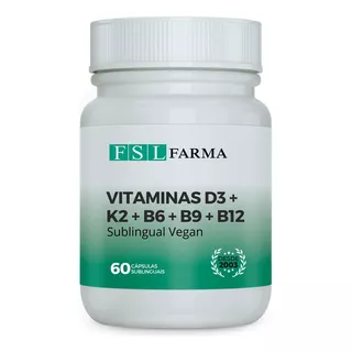 Vitaminas D3 + K2 + B6 + B9 + B12 Sublingual Vegan 60 Cáps