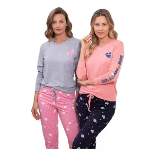 Pijama Mujer Invierno Modal Estampado Bianca Secreta 24502