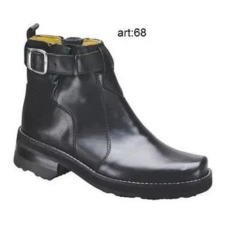 Bota De Hombre Texana De Cuero Suela Goma Febo Negro