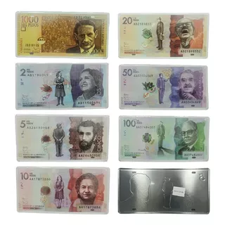 Paquete X7 Billetes Colombianos, Placas Metálicas Decorativa