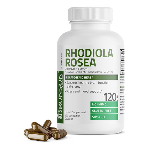 Rhodiola Rosea 1000mg Estrés Bajo Control (120) Americano Sabor Sin Sabor