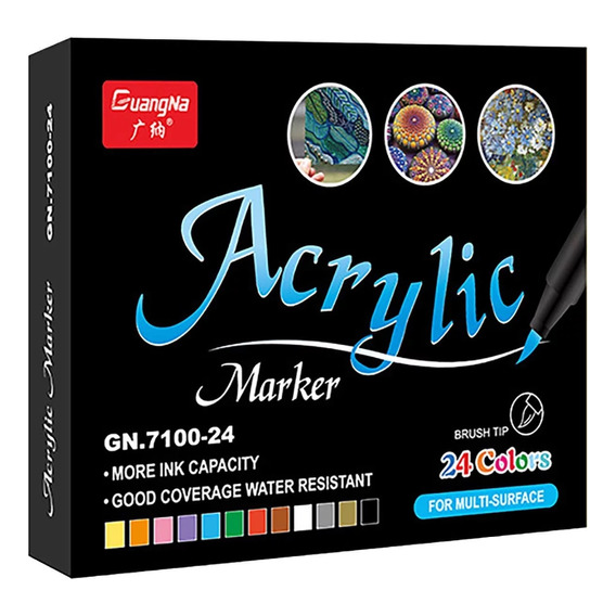 Marcador Acrilico De Pintura Acrílica Brush Tip 24 Unidades