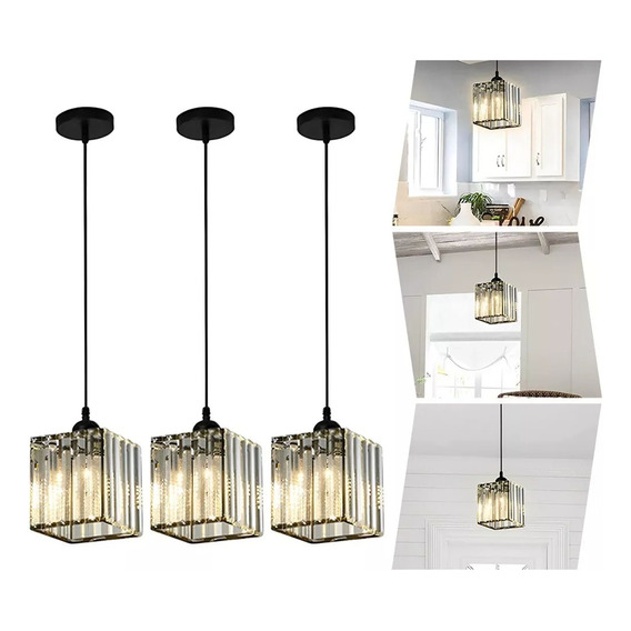 Lámpara Colgante Techo Cristal Moderna Decorativas 3 Piezas