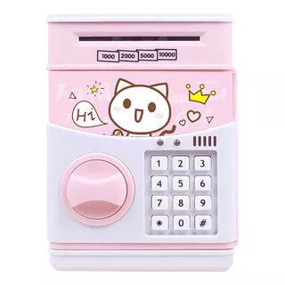 Alcancía Mini Caja Fuerte De Ahorro Automática Con Diseño Color Rosa