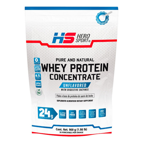 Hero Sport Whey Protein Concentrate Sin Sabor 900gr