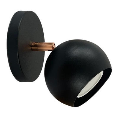 Aplique 1 Luz Mini Mun Negro Con Cobre Apto Gu10 Deco Lmp