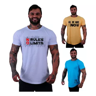 Kit 3 Camisetas Longline Mxd Conceito No Rules No Limits