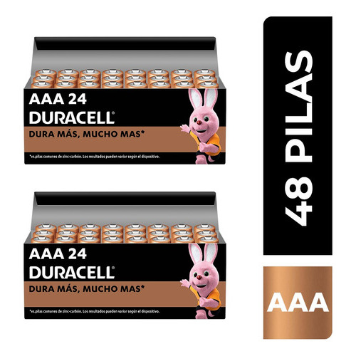 Duracell Pilas AAA alcalinas larga duración 1.5V 48 pilas