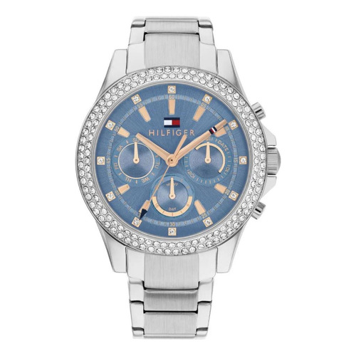 Reloj Tommy Hilfiger Mujer Haven Acero Multifuncion 1782690 Color De La Malla Plateado Color Del Bisel Plateado Color Del Fondo Celeste