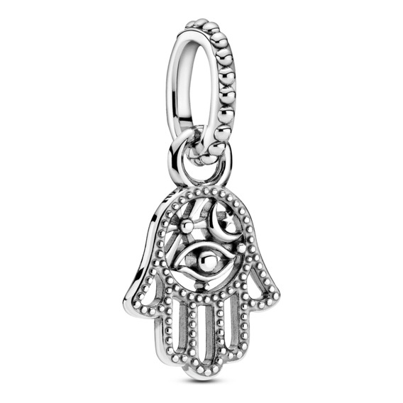 Charm Colgante Amuleto Protector De Mano De Hamsa Color Plata