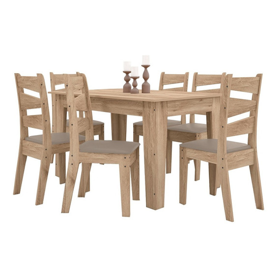 Juego De Comedor Mesa + 6 Sillas Cocina Comedor 