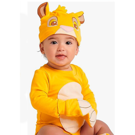 Set Conjunto Bebe Disfraz Simba Rey Leon Body Algodon Gorro