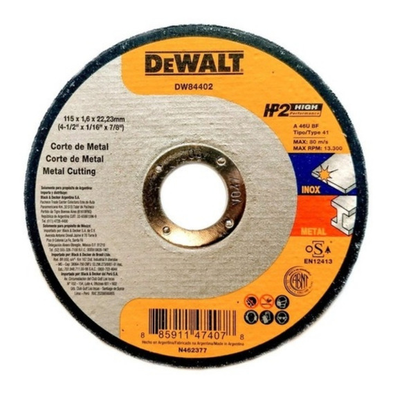 Disco De Corte 4 1/2  115mm X 1,6mm  Dw84402 Dewalt