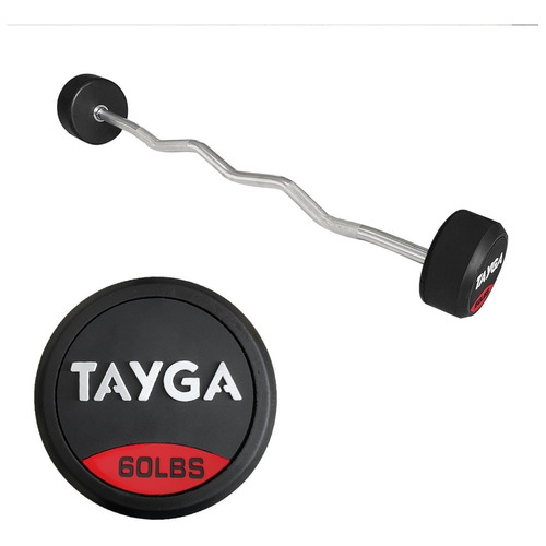 Barra Z Con Peso Integrado 60 Lbs, Gym Tayga Funcional Color Negro