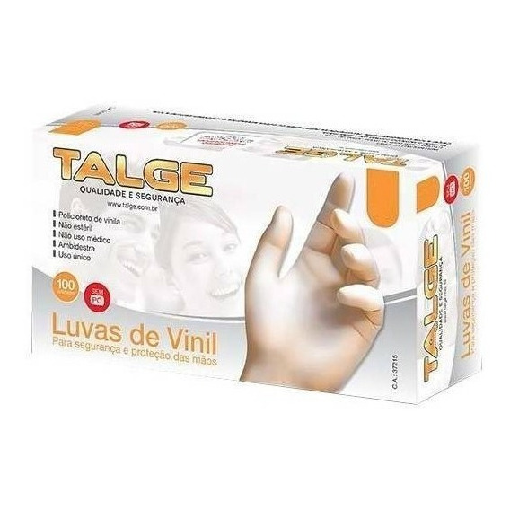 Guantes descartables Talge color transparente talle S de vinilo x 100 unidades