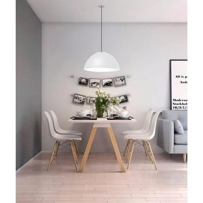 Lampara Colgante Media Esfera 30cm Blanco Apto Led Fz Blanco/blanco