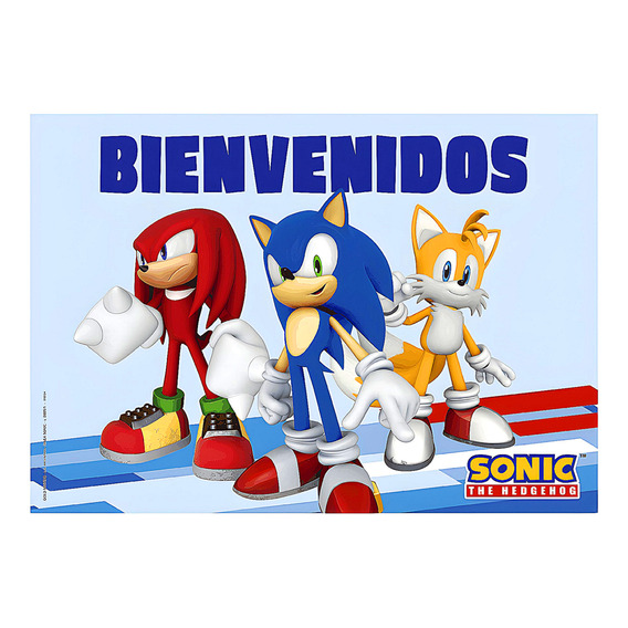 Cartel De Bienvenido Sonic - Cotillón Waf