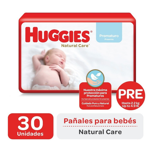 Pañales Huggies Natural Care  - 30 un Talla PR